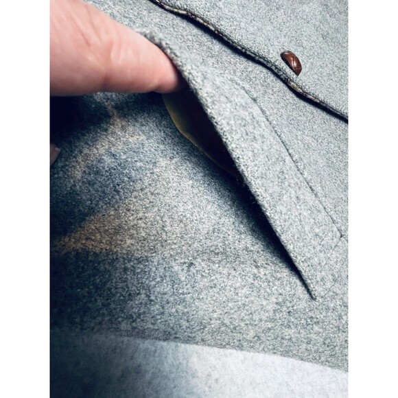 Zero King Men’s Gray Wool Dress Coat Jacket Size 40 - Vintage Wood Buttons Lined - Picture 6 of 14